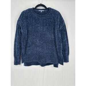 Matty M Sweater Womens Small Navy Blue Chenille Pullover Soft Cozy Crewneck